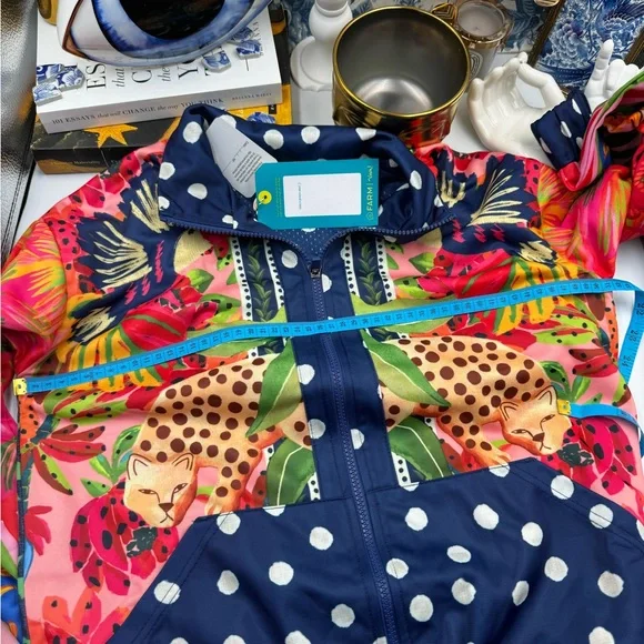 🆕 FARM Rio 🧿 NWT Jacqueta "Divertidamente Azul" - Women's Training Jacket Sz S - Picture 13 of 16